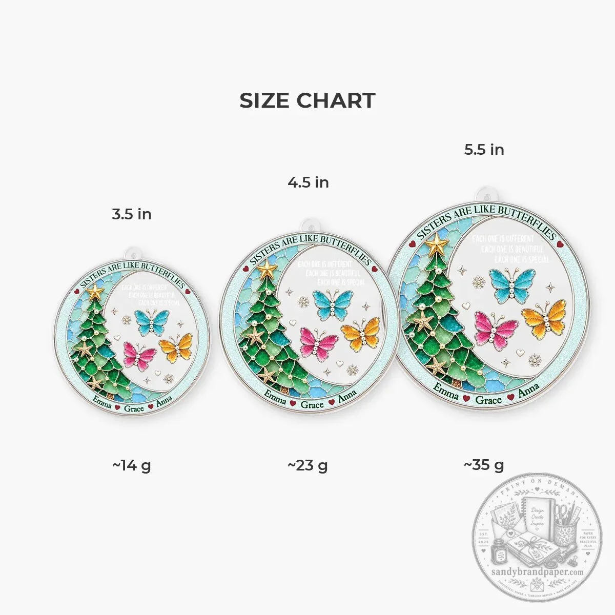 Personalized Sisters Are Like Butterflies Christmas Tree Holiday Ornament 9 Personalized Sisters Are Like Butterflies Christmas Tree Holiday Ornament