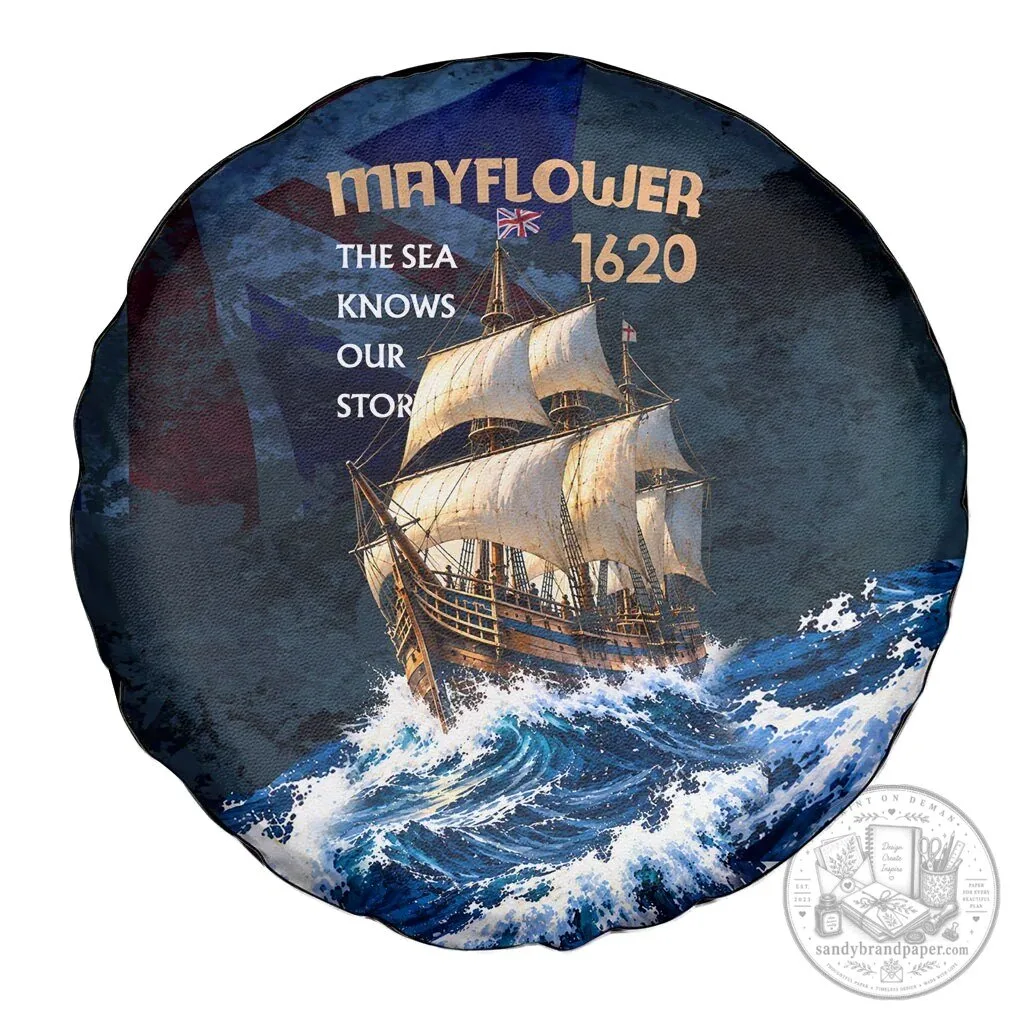 Mayflower 1620 Ship Vintage Nautical Ocean Waves Art Spare Tire Cover 9 Mayflower 1620 Ship Vintage Nautical Ocean Waves Art Spare Tire Cover