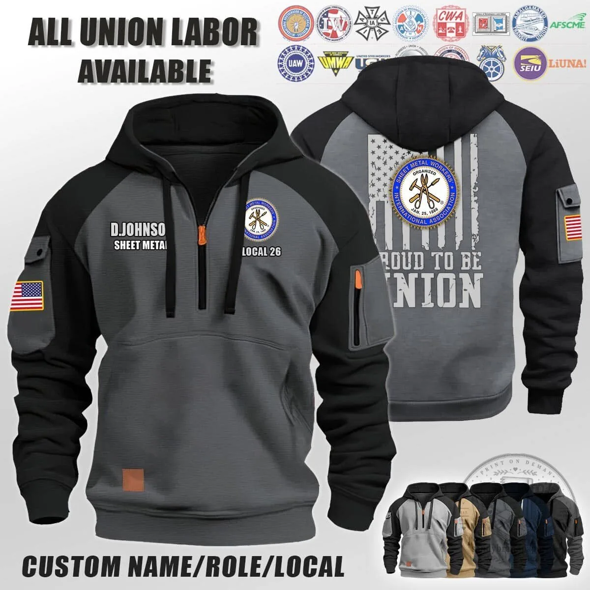 Sheet Metal Workers International Association Proud To Be Union Hoodie 6 Sheet Metal Workers International Association Proud To Be Union Hoodie