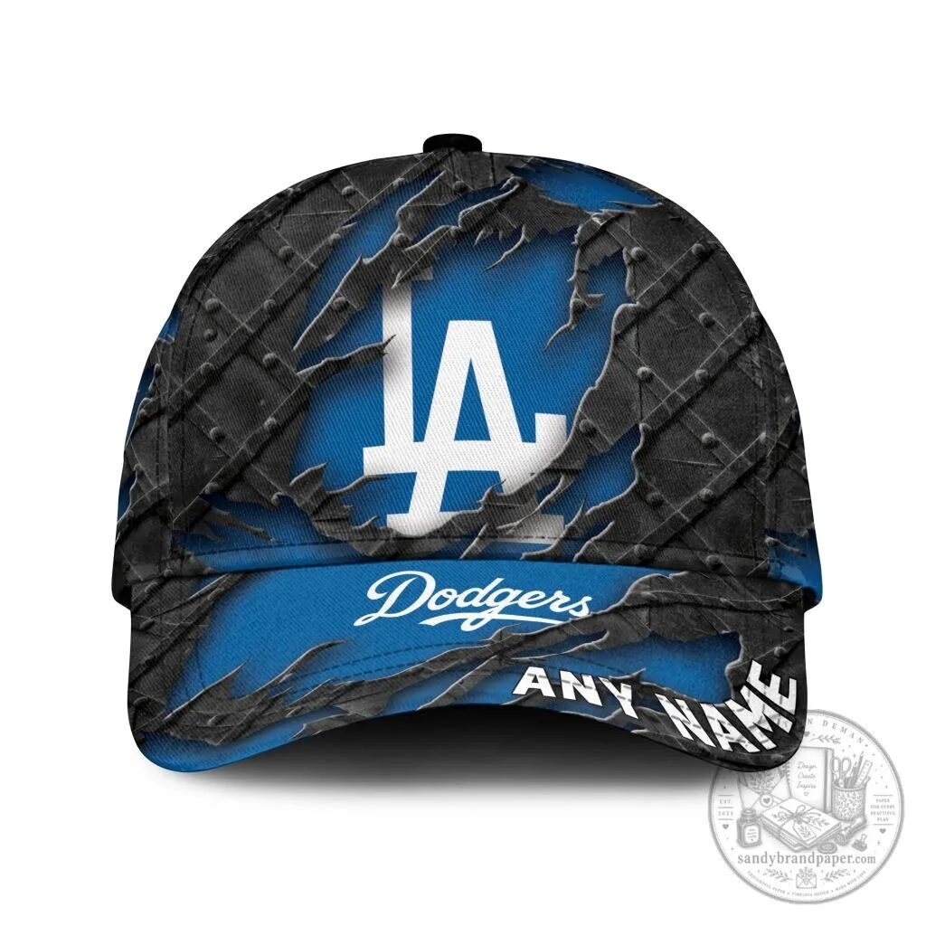 Los Angeles Dodgers Personalized Black Metal Design Baseball Cap Hat