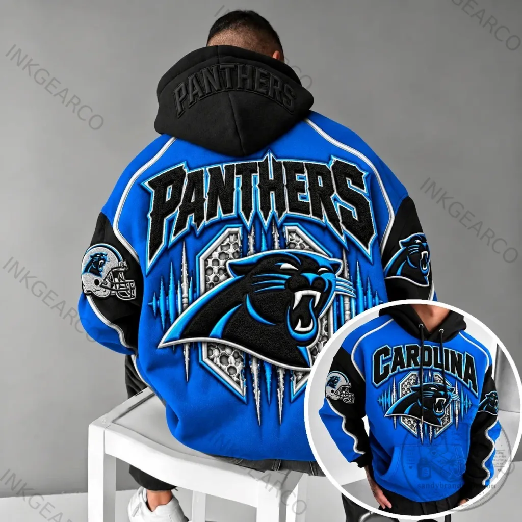 Carolina Panthers NFL Football Team Logo Blue and Black Hoodie Carolina Panthers NFL Football Team Logo Blue and Black Hoodie