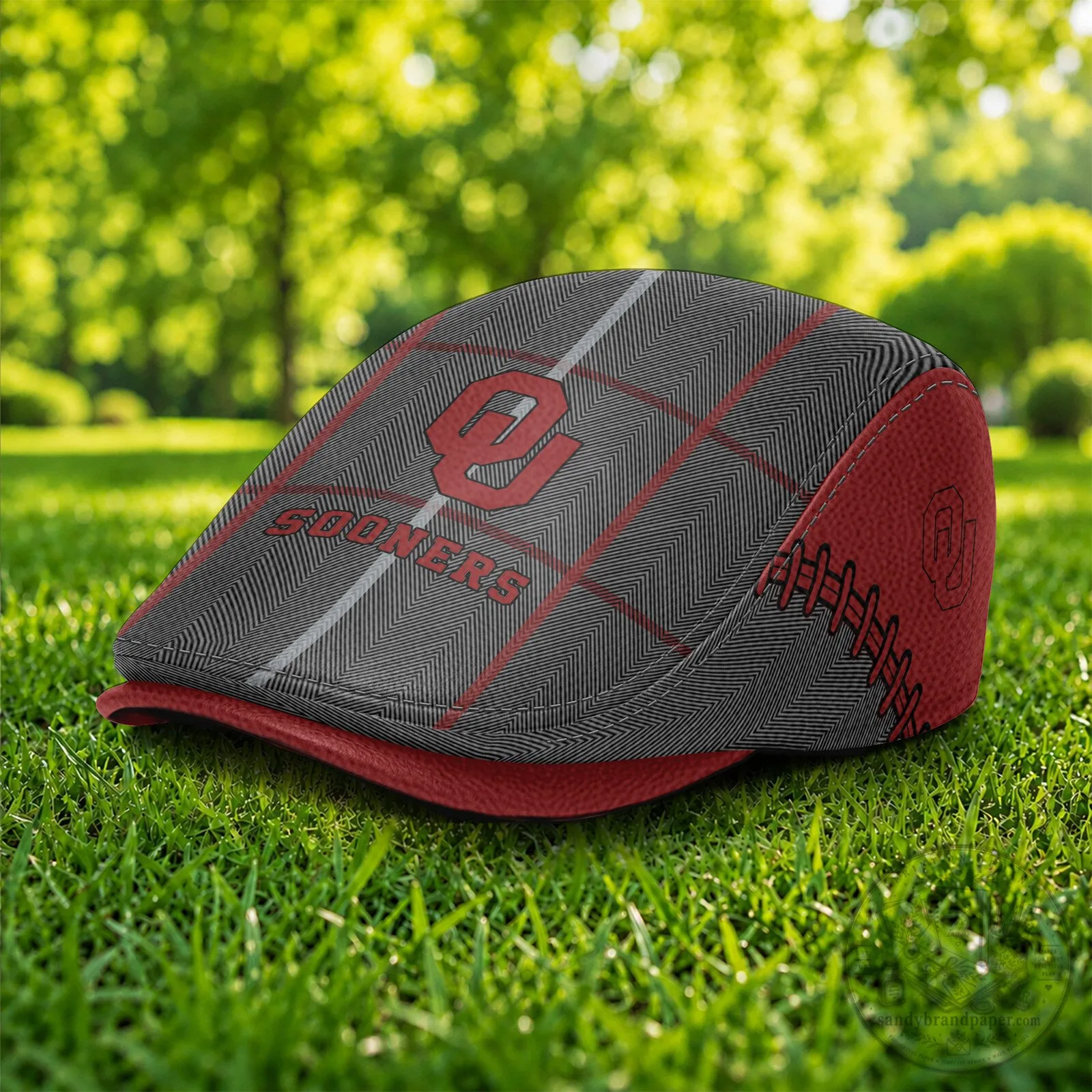 Oklahoma Sooners NCAA Plaid Pattern Flat Cap for Men and Women