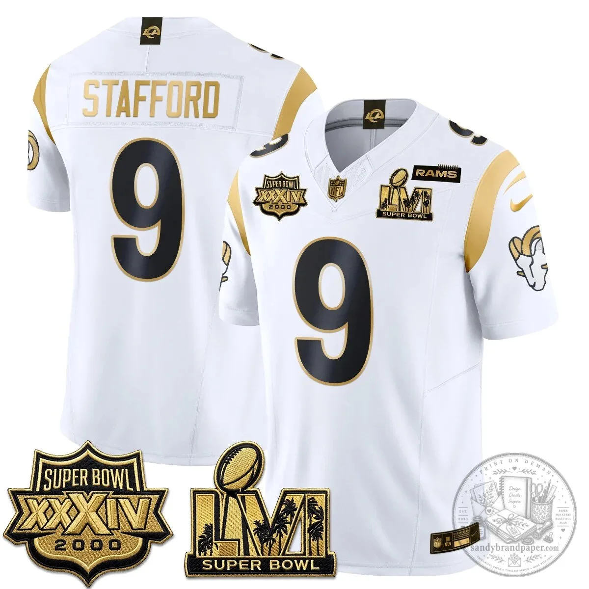 Los Angeles Rams Super Bowl LVI Champions White Vapor Football Jersey 49 Los Angeles Rams Super Bowl LVI Champions White Vapor Football Jersey