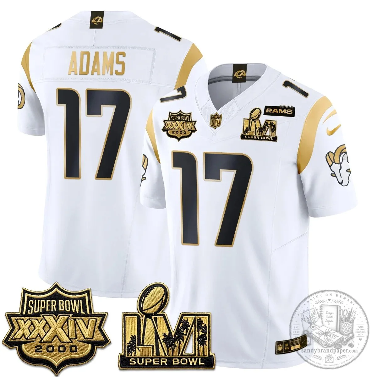 Los Angeles Rams Super Bowl LVI Champions White Vapor Football Jersey 50 Los Angeles Rams Super Bowl LVI Champions White Vapor Football Jersey