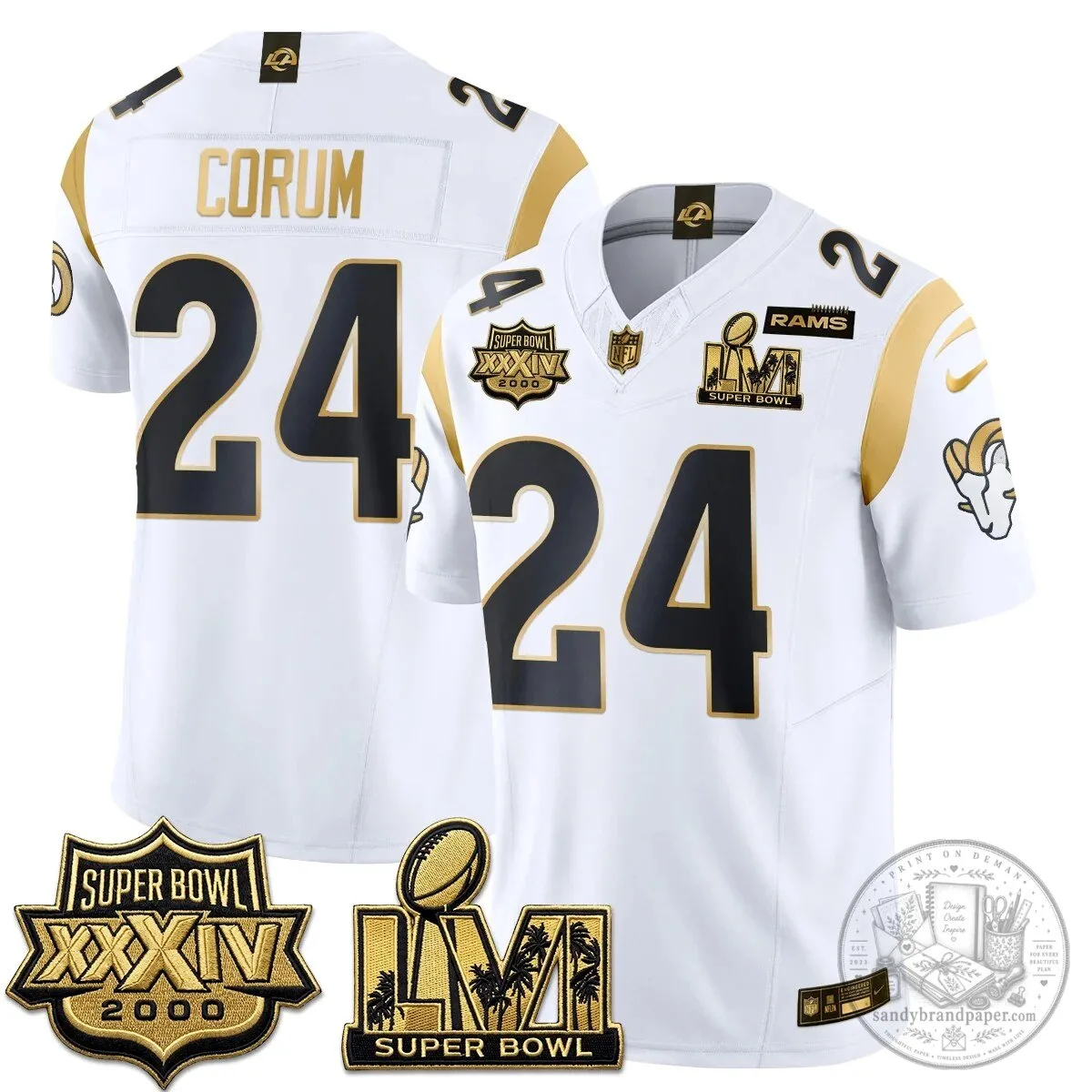 Los Angeles Rams Super Bowl LVI Champions White Vapor Football Jersey 53 Los Angeles Rams Super Bowl LVI Champions White Vapor Football Jersey