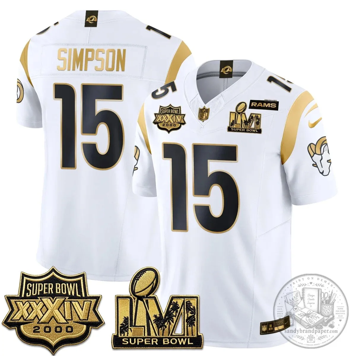 Los Angeles Rams Super Bowl LVI Champions White Vapor Football Jersey 56 Los Angeles Rams Super Bowl LVI Champions White Vapor Football Jersey