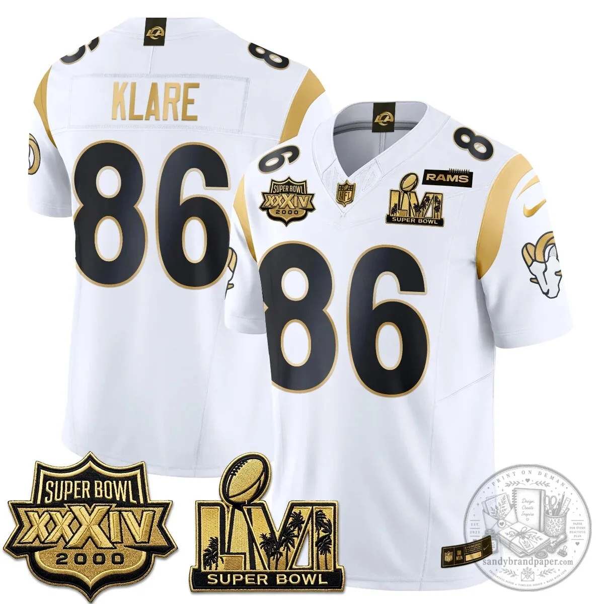 Los Angeles Rams Super Bowl LVI Champions White Vapor Football Jersey 57 Los Angeles Rams Super Bowl LVI Champions White Vapor Football Jersey