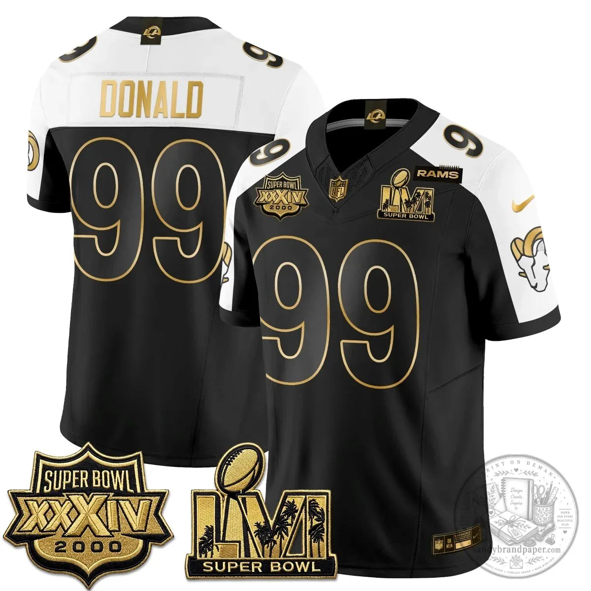 Los Angeles Rams Super Bowl LVI Champions White Vapor Football Jersey 95 Los Angeles Rams Super Bowl LVI Champions White Vapor Football Jersey