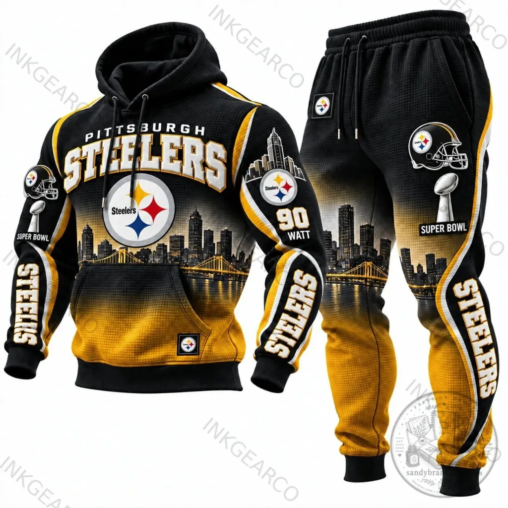 Pittsburgh Steelers Super Bowl Champions Skyline Black and Gold Hoodie Pittsburgh Steelers Super Bowl Champions Skyline Black and Gold Hoodie