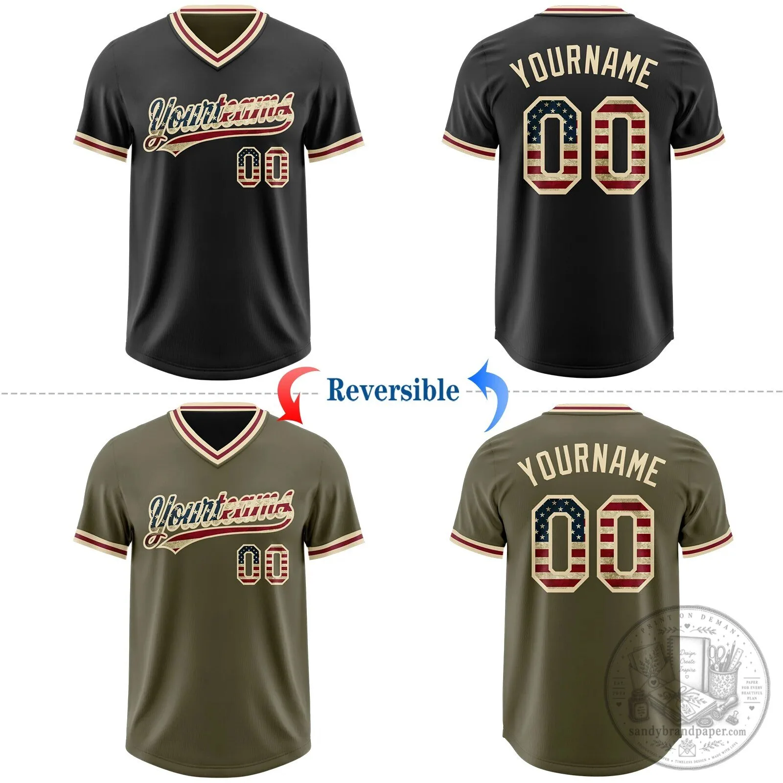 Custom Black Olive Reversible Pullover Baseball Jersey Shirt 8 Custom Black Olive Reversible Pullover Baseball Jersey Shirt