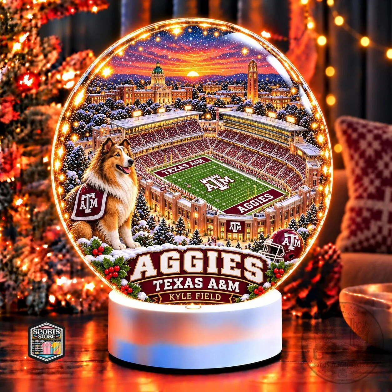 Texas A&M Aggies Kyle Field Stadium Christmas LED Light Box