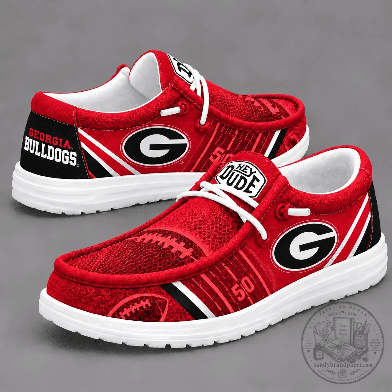 Georgia Bulldogs NCAA Football Team Spirit Hey Dude Style Loafer Shoes