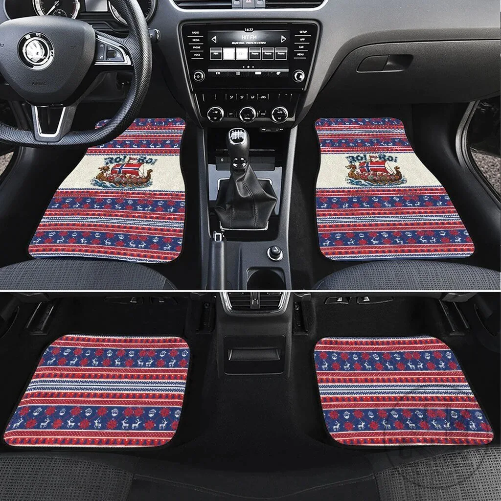 Viking Santa Claus Christmas Holiday Pattern Car Mat Set