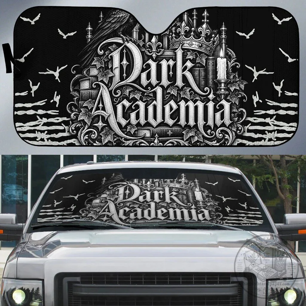 Dark Academia Raven Gothic Literature Vintage Bookish Aesthetic Car Sunshade