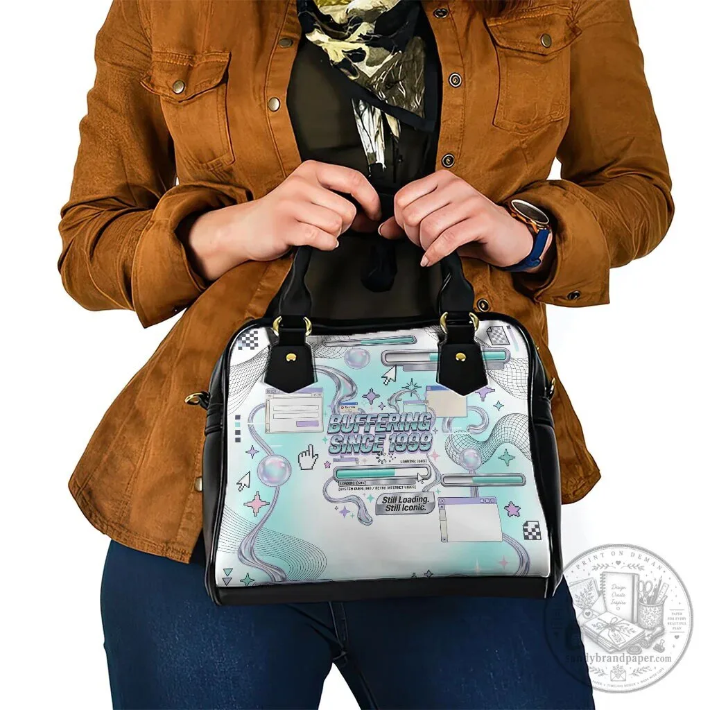 Buffering Since 1999 Y2K Retro Tech Vaporwave 90s Cyber Aesthetic Shoulder Handbag 9 Buffering Since 1999 Y2K Retro Tech Vaporwave 90s Cyber Aesthetic Shoulder Handbag