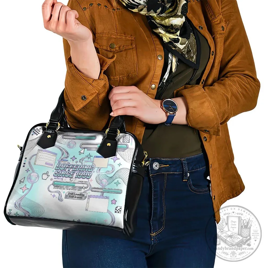 Buffering Since 1999 Y2K Retro Tech Vaporwave 90s Cyber Aesthetic Shoulder Handbag 13 Buffering Since 1999 Y2K Retro Tech Vaporwave 90s Cyber Aesthetic Shoulder Handbag