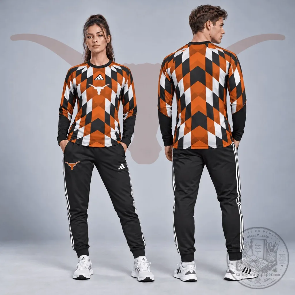 Texas Longhorns Diamond Chevron Pattern Long Sleeve Performance Shirt 1 Texas Longhorns Diamond Chevron Pattern Long Sleeve Performance Shirt