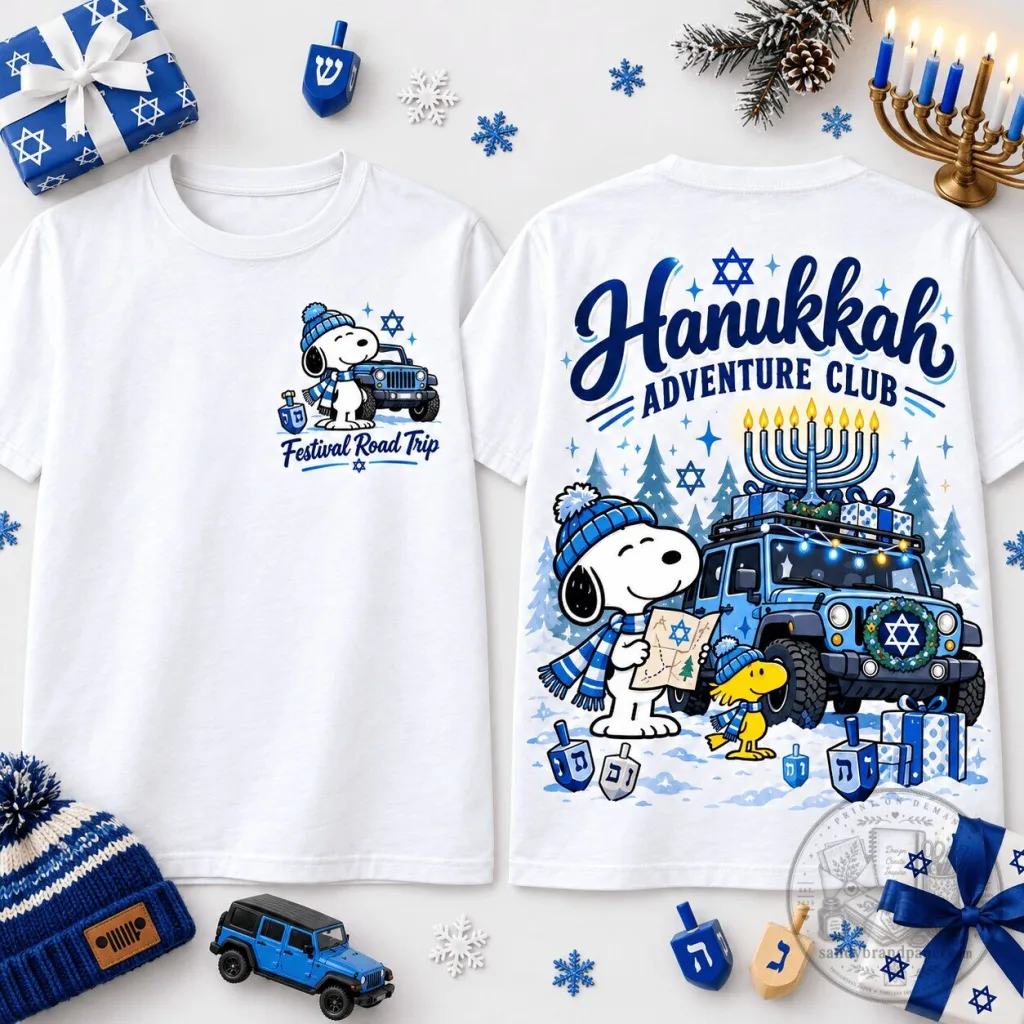 Snoopy Hanukkah Adventure Club Festival Road Trip Holiday T-Shirt Snoopy Hanukkah Adventure Club Festival Road Trip Holiday T-Shirt