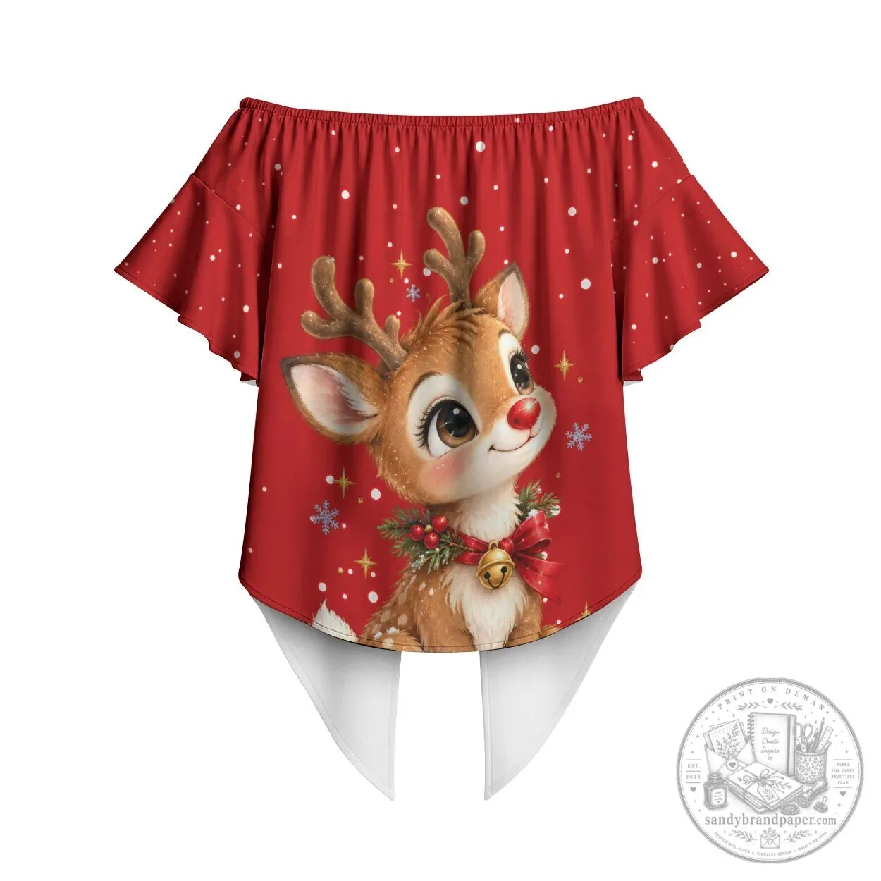 Cute Reindeer Boop The Red Nose Festive Vintage Winter Snow Off Shoulder Top 7 Cute Reindeer Boop The Red Nose Festive Vintage Winter Snow Off Shoulder Top