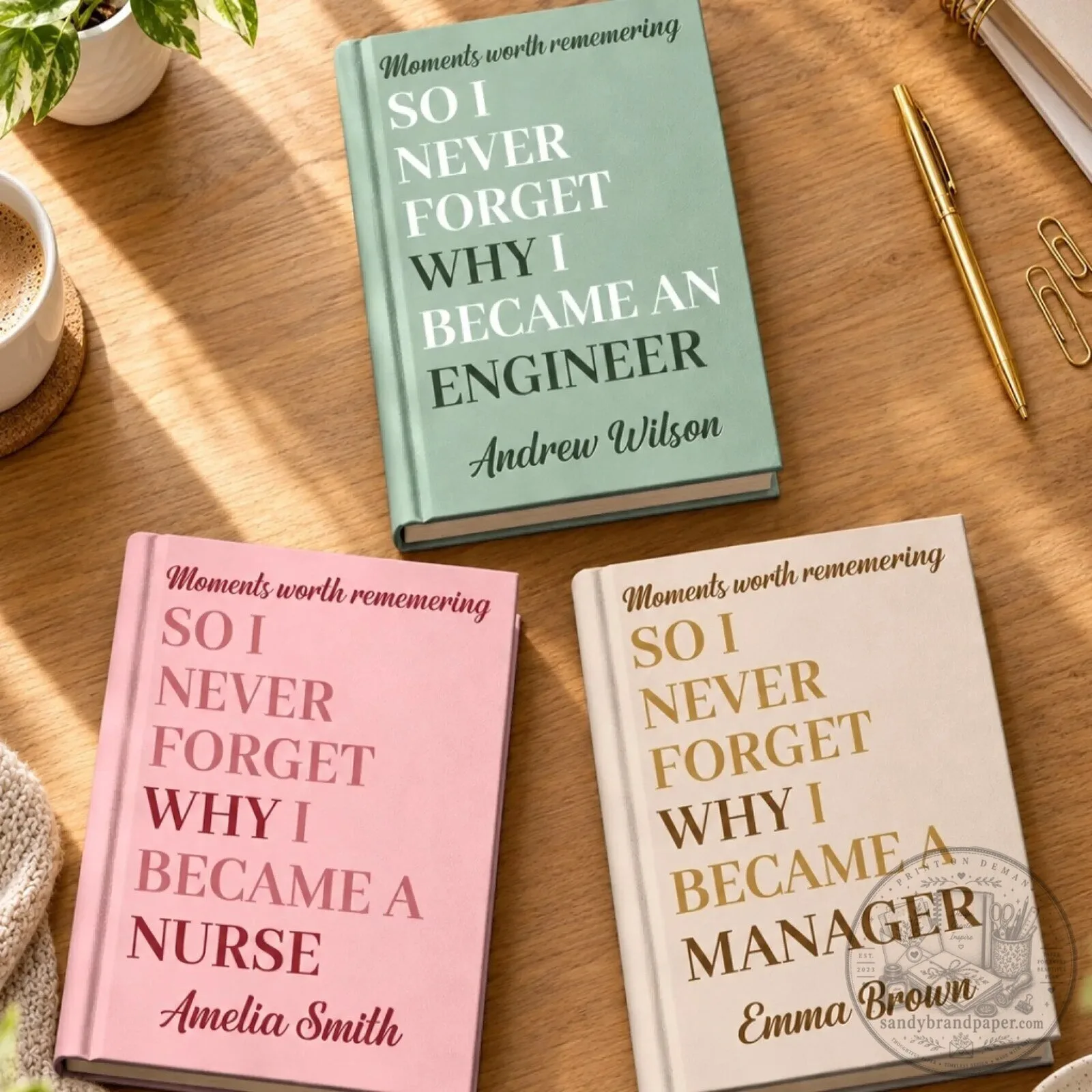 Personalized Career Motivation Hardcover Journal for Engineer Nurse Manager