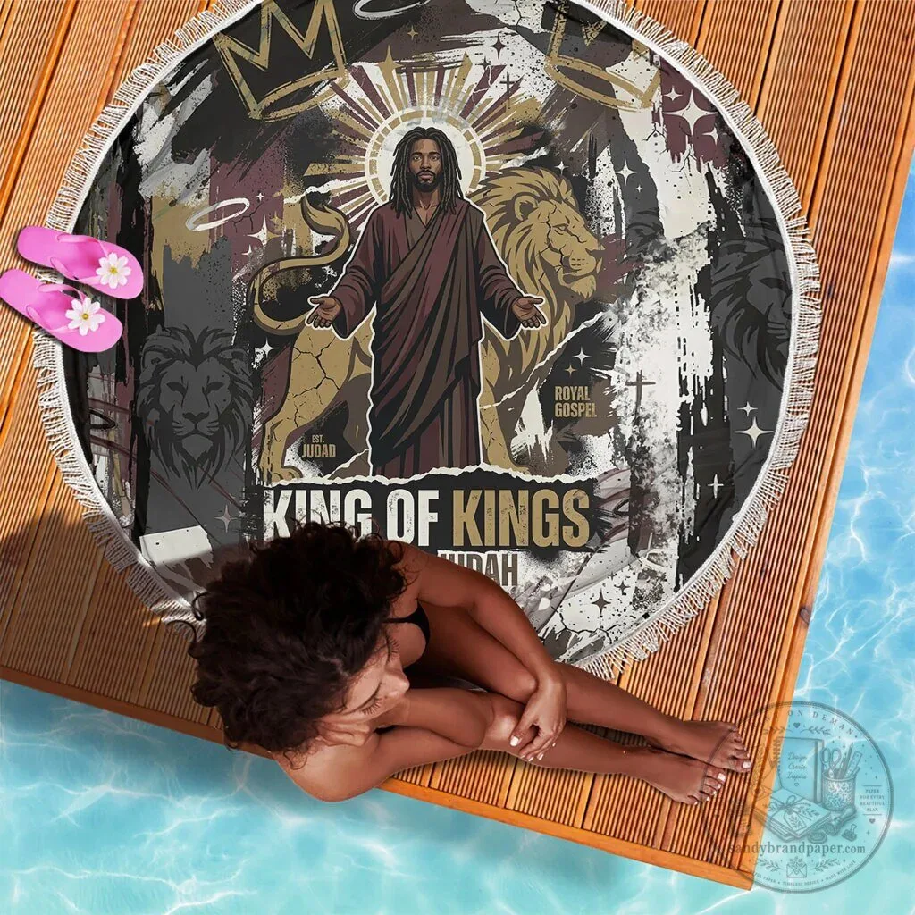 King of Kings Lion of Judah Jesus Christ Black Beach Blanket with Fringe 4 King of Kings Lion of Judah Jesus Christ Black Beach Blanket with Fringe