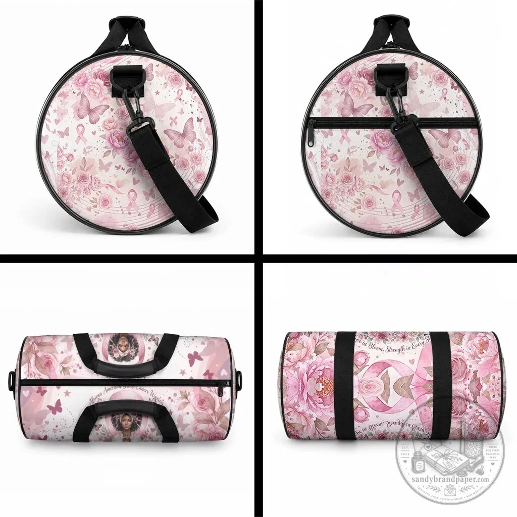African American Breast Cancer Warrior Pink Ribbon Floral Hope Duffle Bag 7 African American Breast Cancer Warrior Pink Ribbon Floral Hope Duffle Bag
