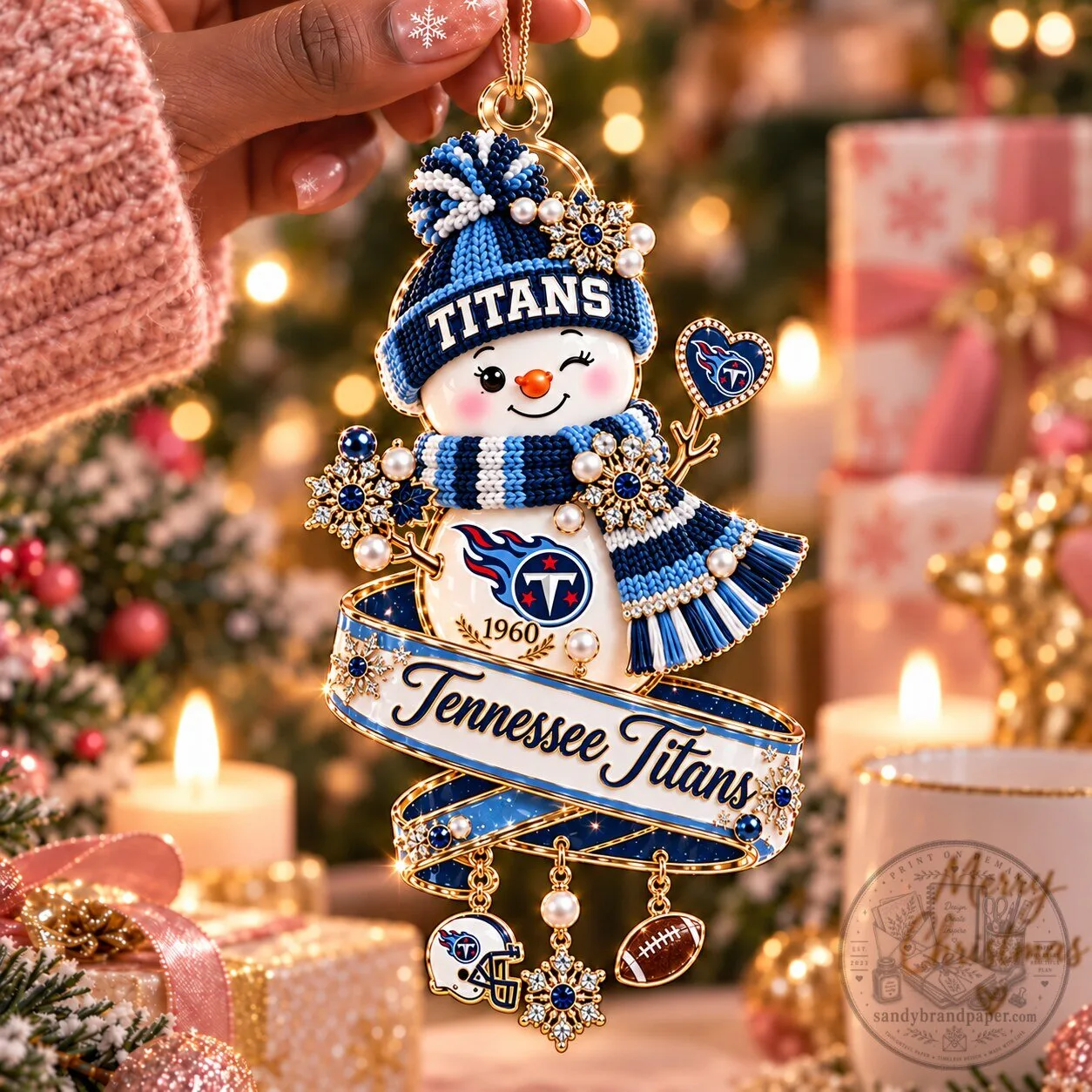 Tennessee Titans Snowman Christmas Ornament NFL Football Team Fan Gift