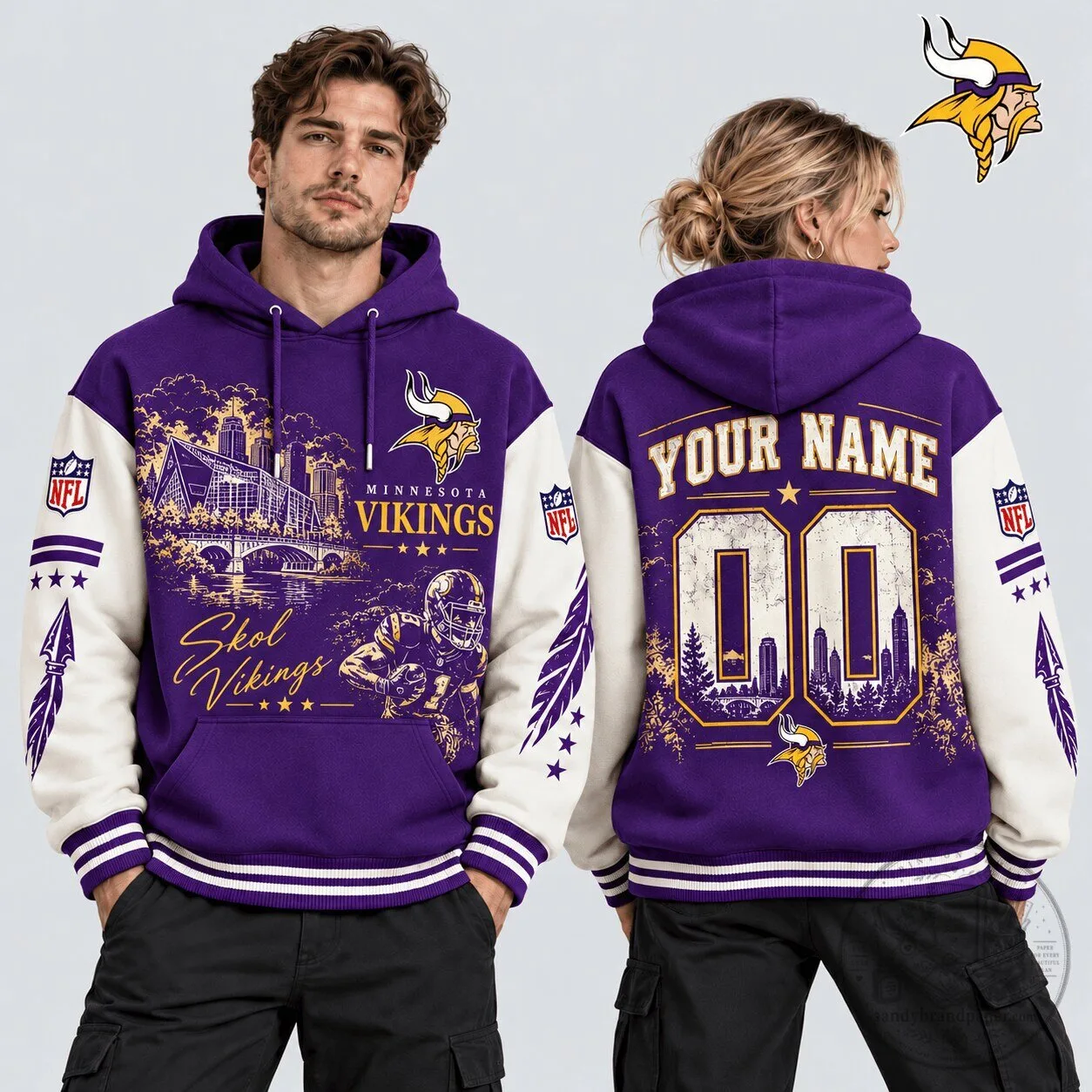 Minnesota Vikings NFL Vintage Desert Custom Name and Number Hoodie