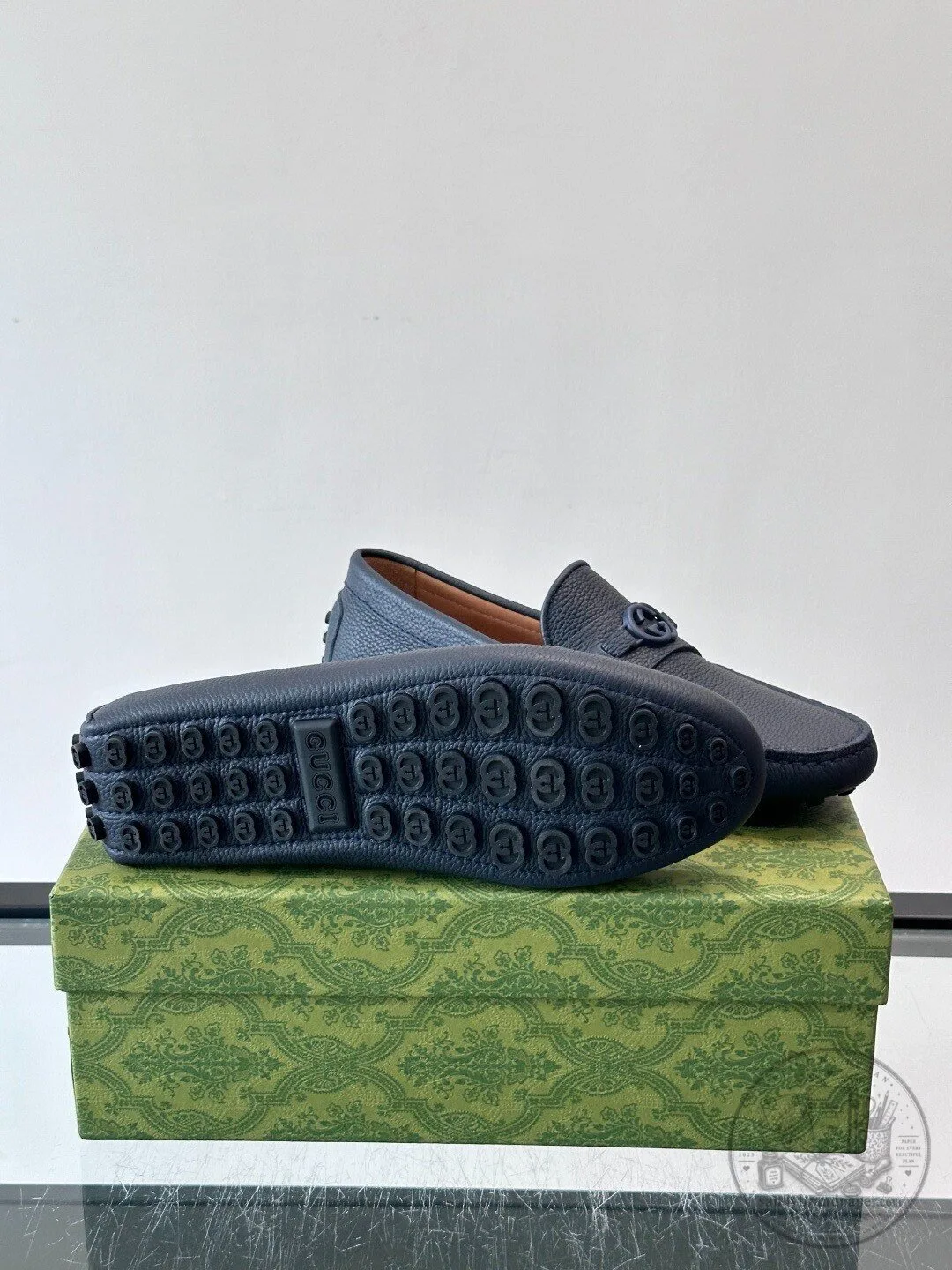 Gucci Interlocking G Leather Loafers Men's Slip-On Shoes 8 Gucci Interlocking G Leather Loafers Men