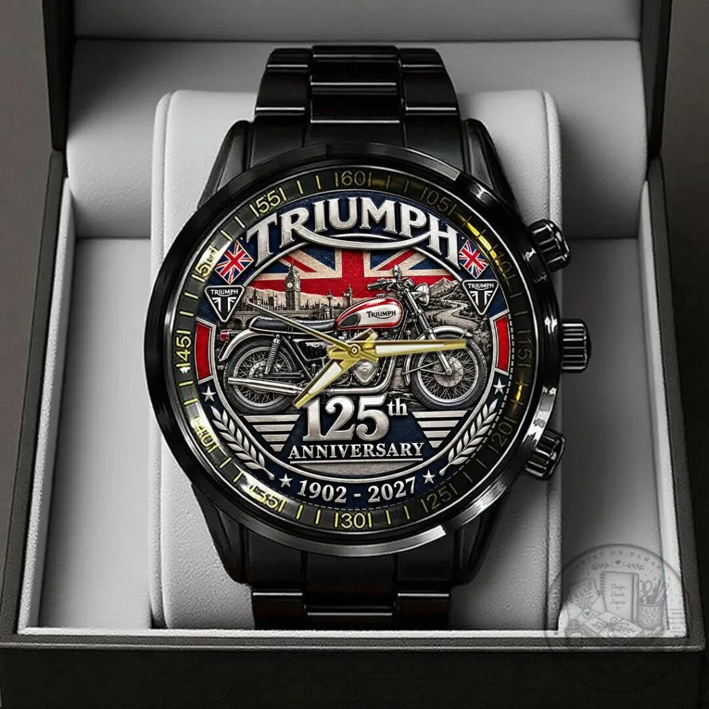 Triumph Motorcycles 125th Anniversary Black Stainless Steel Watch