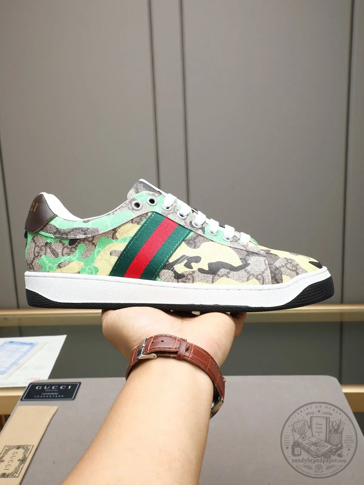 Gucci Camouflage Pattern Low Top Sneakers for Men and Women