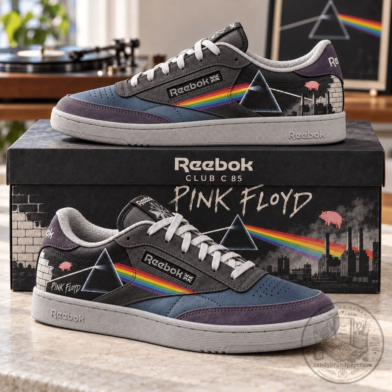 Pink Floyd The Dark Side of the Moon Album Art Sneakers 1 Pink Floyd The Dark Side of the Moon Album Art Sneakers