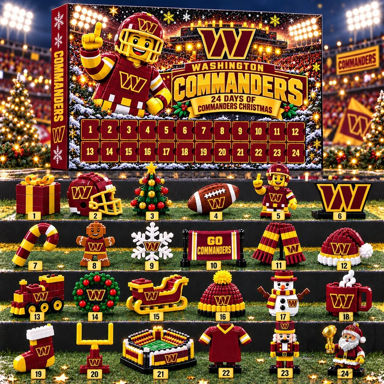 Washington Commanders NFL Football Team 24 Day Christmas Advent Calendar Gift Set