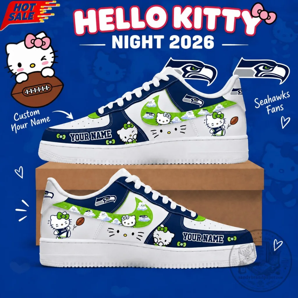 Hello Kitty Seattle Seahawks Custom Name Low Top Sneakers Hello Kitty Seattle Seahawks Custom Name Low Top Sneakers