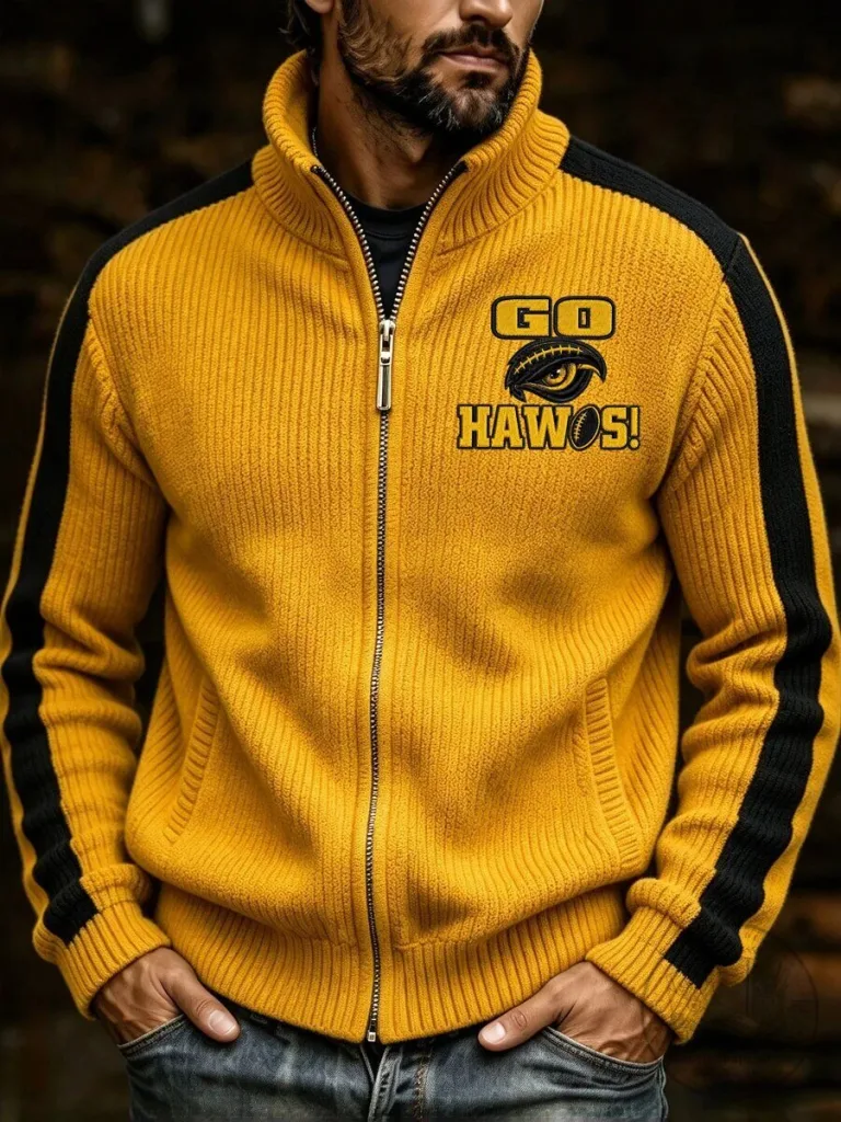 Go Hawos Football Eye Logo Zippered Cardigan Sweater 47 Go Hawos Football Eye Logo Zippered Cardigan Sweater