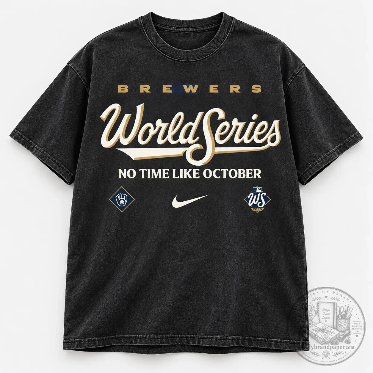 Milwaukee Brewers World Series 2026 Washed Black Baseball T-Shirt