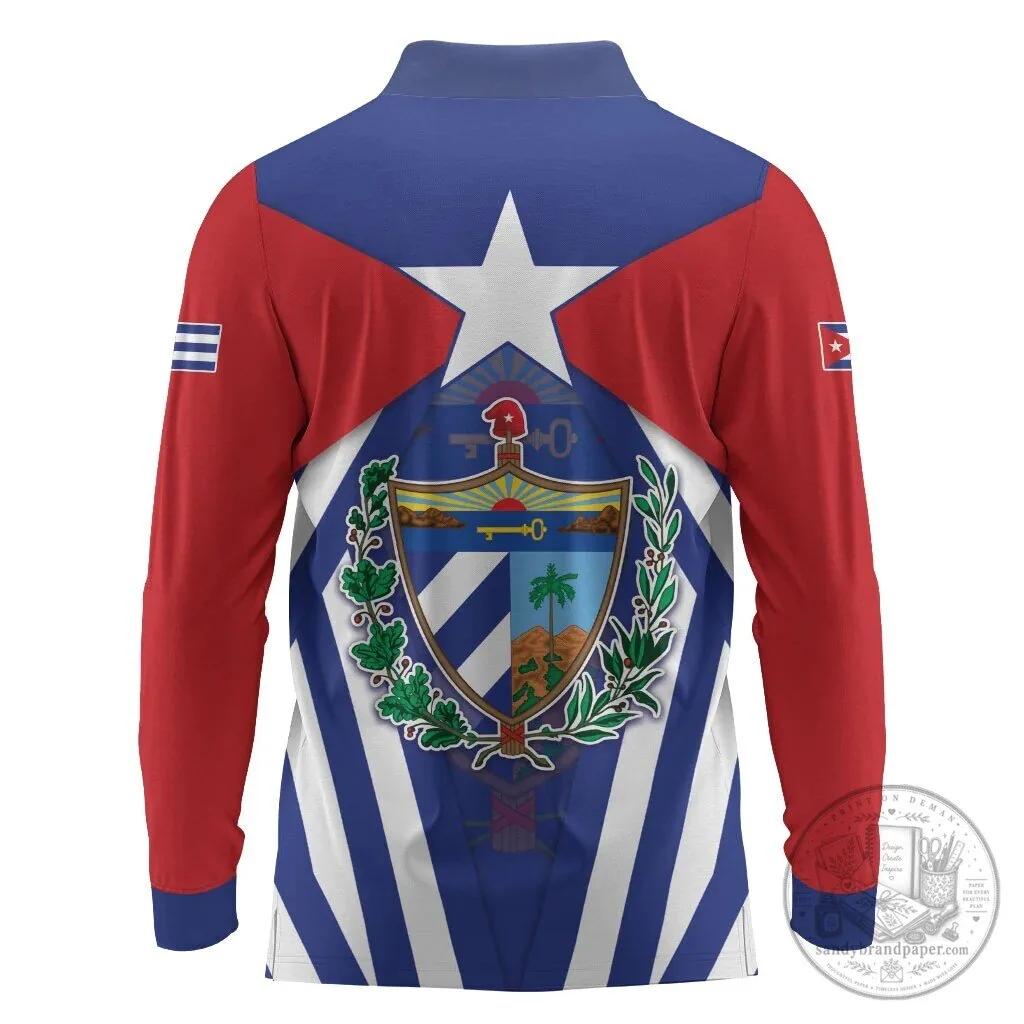 Cuba Flag Cuban Trogon Coat of Arms Long Sleeve Polo Shirt 5 Cuba Flag Cuban Trogon Coat of Arms Long Sleeve Polo Shirt