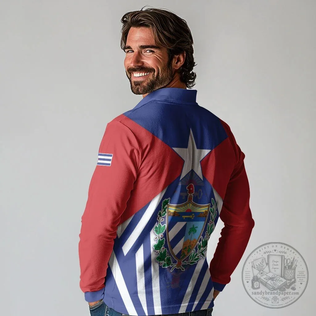 Cuba Flag Cuban Trogon Coat of Arms Long Sleeve Polo Shirt 7 Cuba Flag Cuban Trogon Coat of Arms Long Sleeve Polo Shirt
