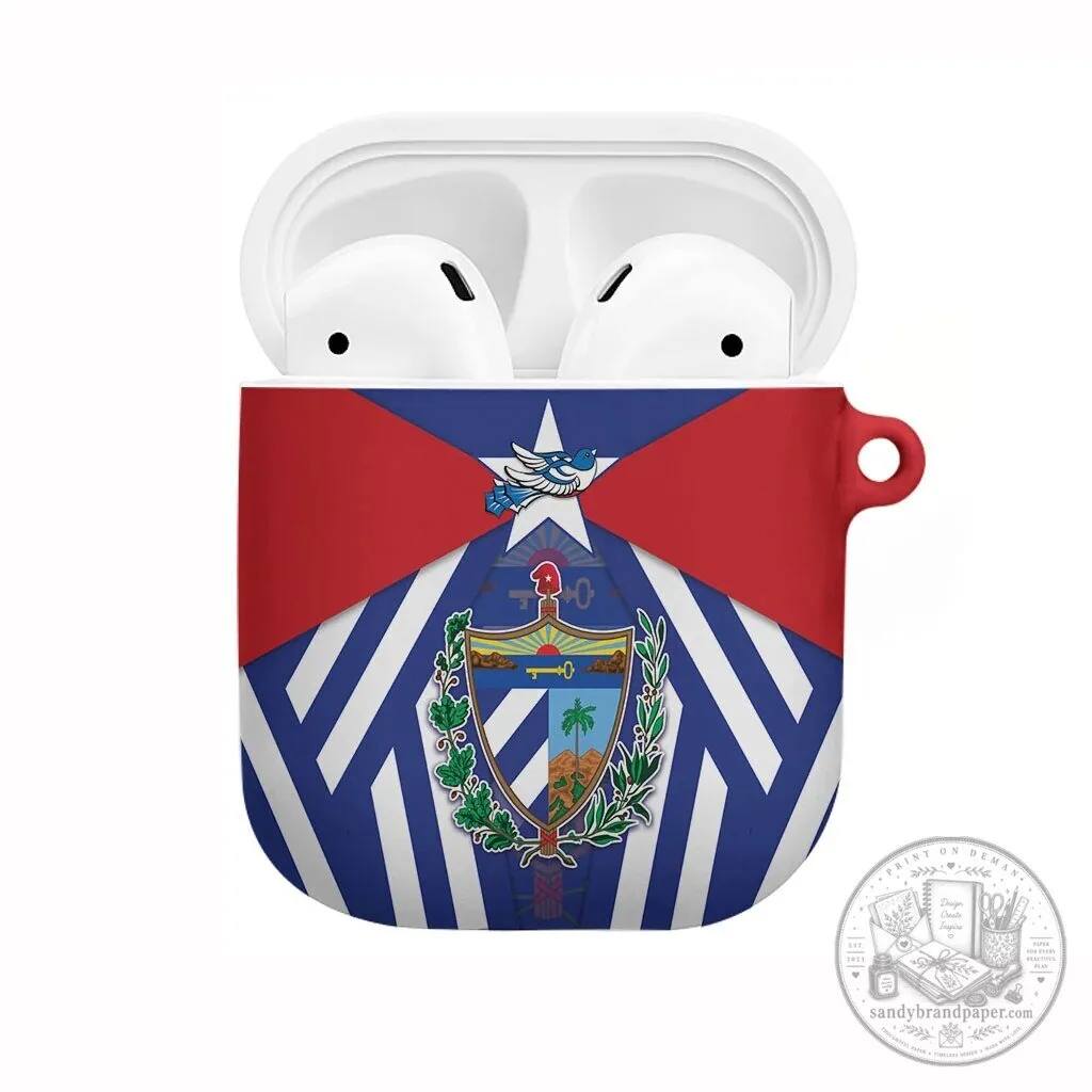 Cuba Flag and Coat of Arms AirPods Case, Cuban Trogon Wireless Earbud Cover