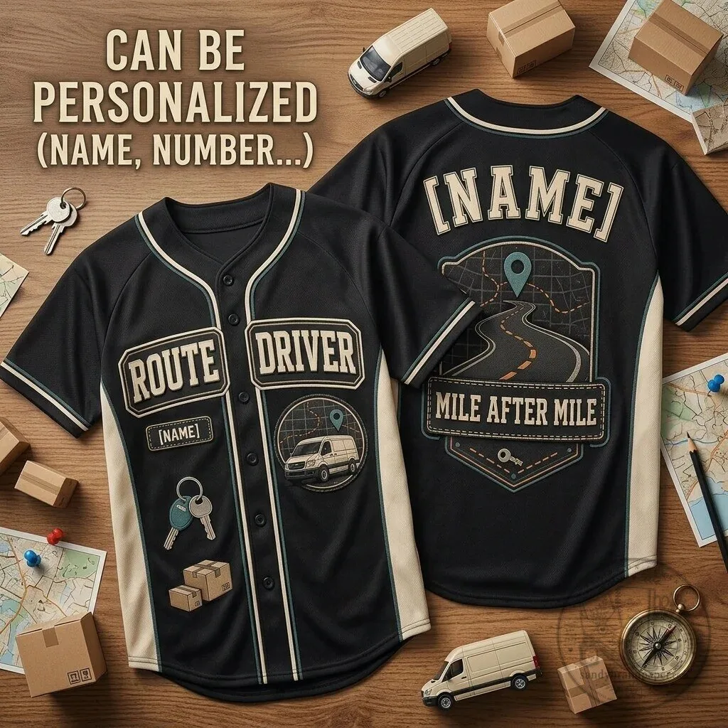 Personalized Route Driver Baseball Jersey - Custom Name Delivery Professional Gift