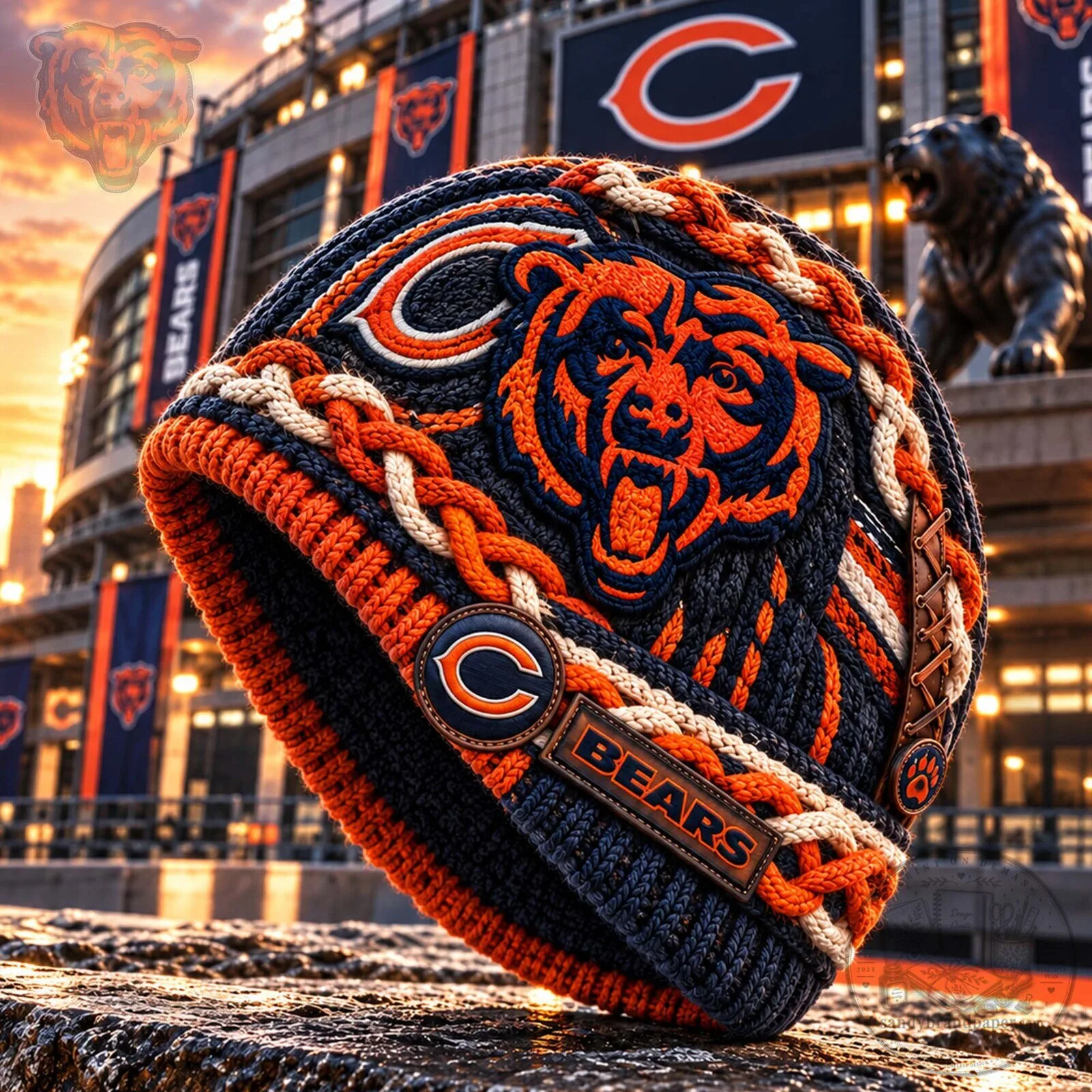 Chicago Bears NFL Football Team Logo Knitted Beanie Cap Hat