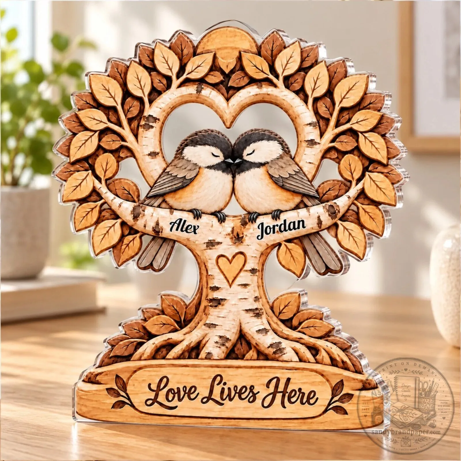 Personalized Love Lives Here Birds on Tree Acrylic Plaque Custom Gift 8 Personalized Love Lives Here Birds on Tree Acrylic Plaque Custom Gift