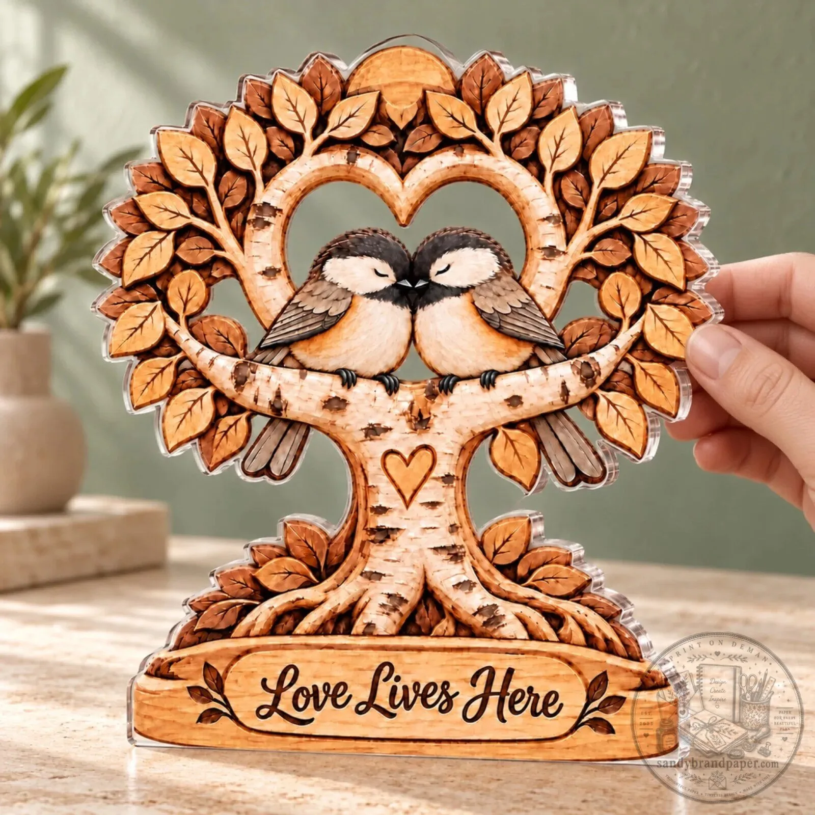 Personalized Love Lives Here Birds on Tree Acrylic Plaque Custom Gift 9 Personalized Love Lives Here Birds on Tree Acrylic Plaque Custom Gift