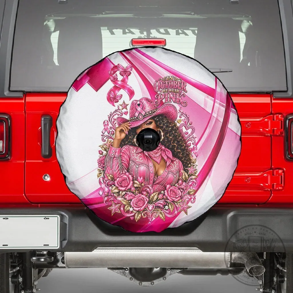 Western Wear Cowgirl Breast Cancer Awareness Pink Ribbon Spare Tire Cover 5 Western Wear Cowgirl Breast Cancer Awareness Pink Ribbon Spare Tire Cover