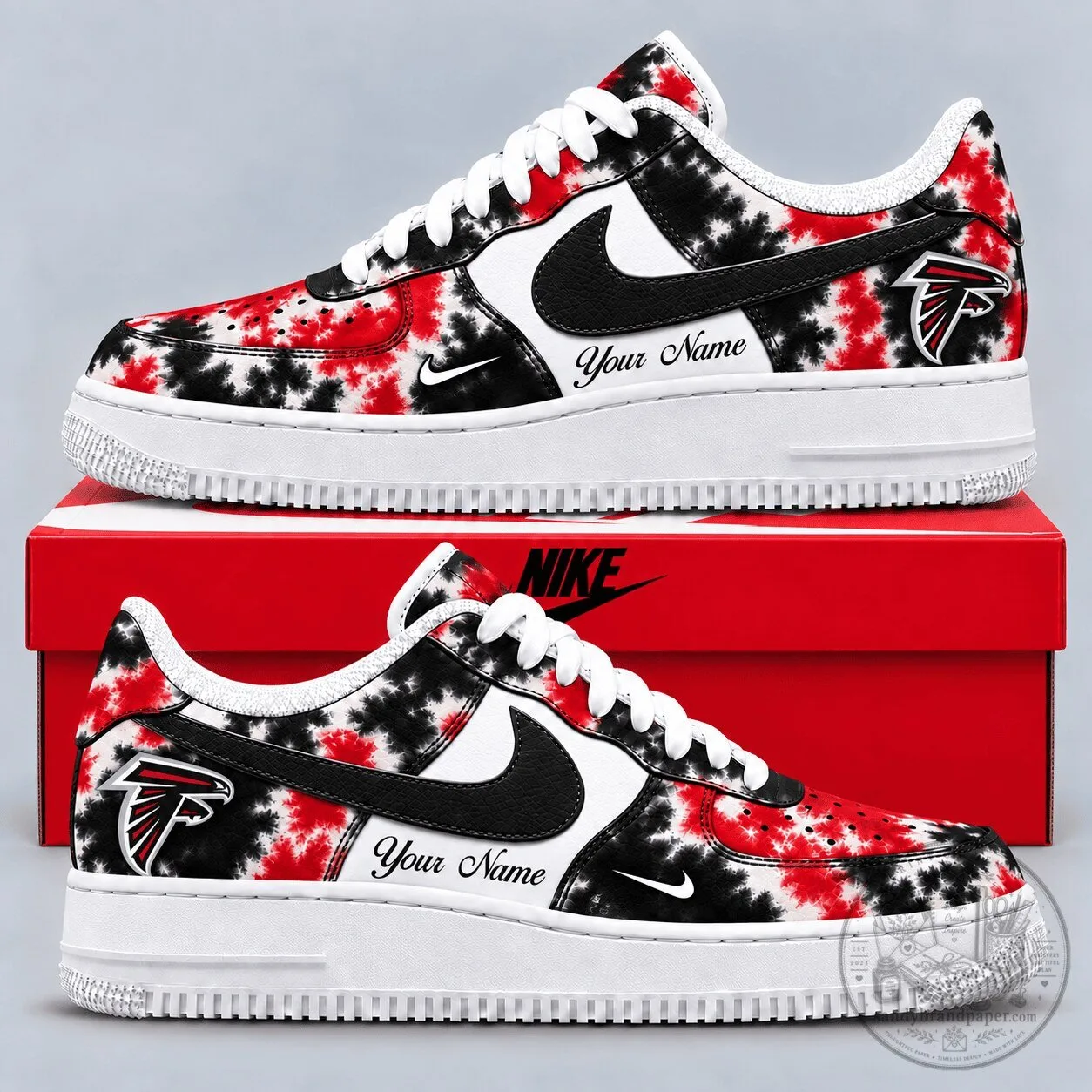 Atlanta Falcons Custom Name Tie Dye Air Force 1 Style Shoes