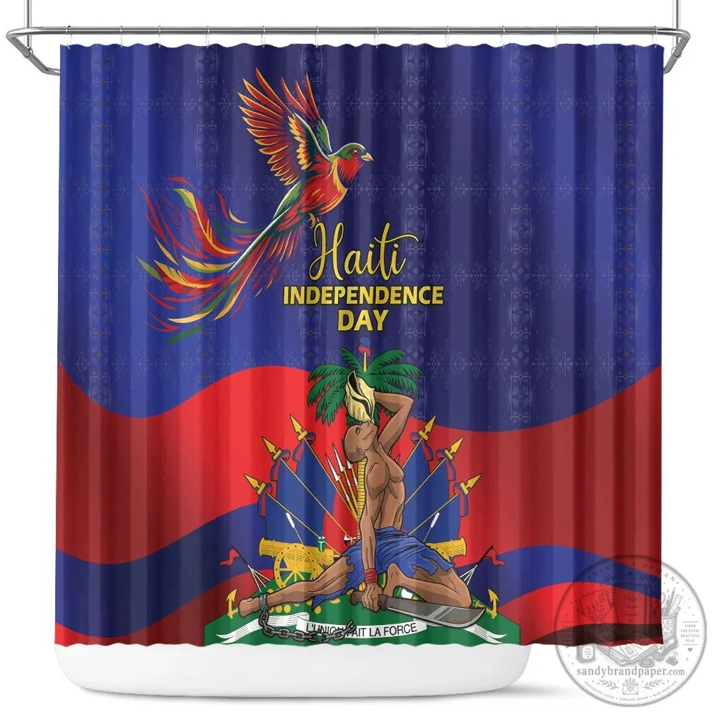 Haiti Independence Day Freedom Heritage Blue Red Flag Shower Curtain