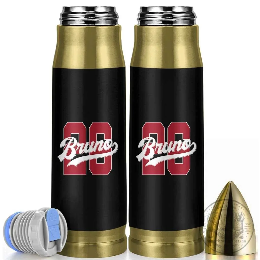 Bruno Baseball Script Bullet Tumbler Vintage Athletic Varsity Number Graphic