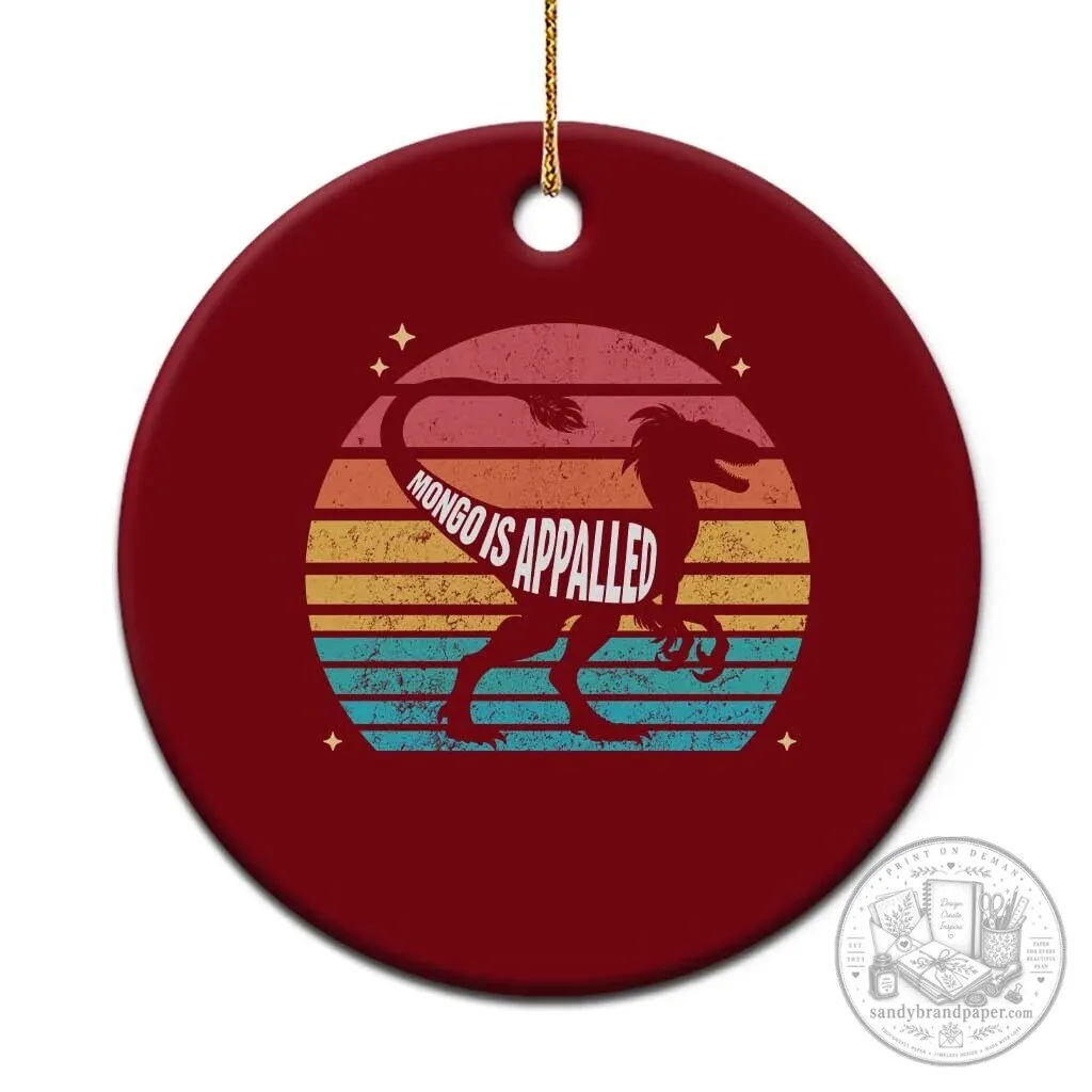 Mongo Is Appalled Dinosaur Retro Sunset Funny Ceramic Christmas Ornament