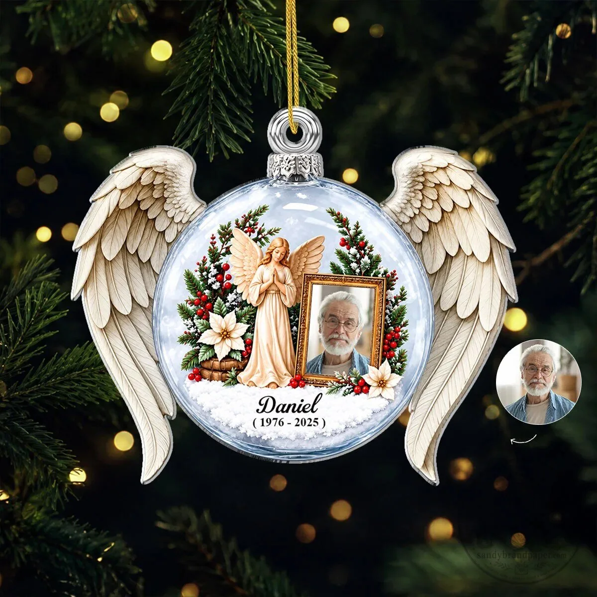 Personalized Angel Wings Memorial Photo Christmas Ornament for Loved Ones 6 Personalized Angel Wings Memorial Photo Christmas Ornament for Loved Ones