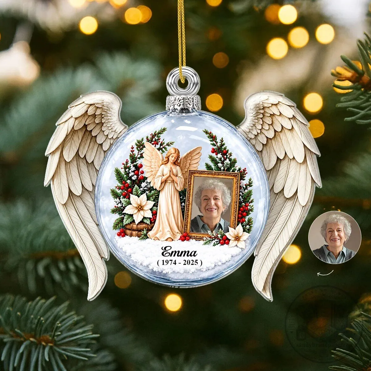 Personalized Angel Wings Memorial Photo Christmas Ornament for Loved Ones 7 Personalized Angel Wings Memorial Photo Christmas Ornament for Loved Ones